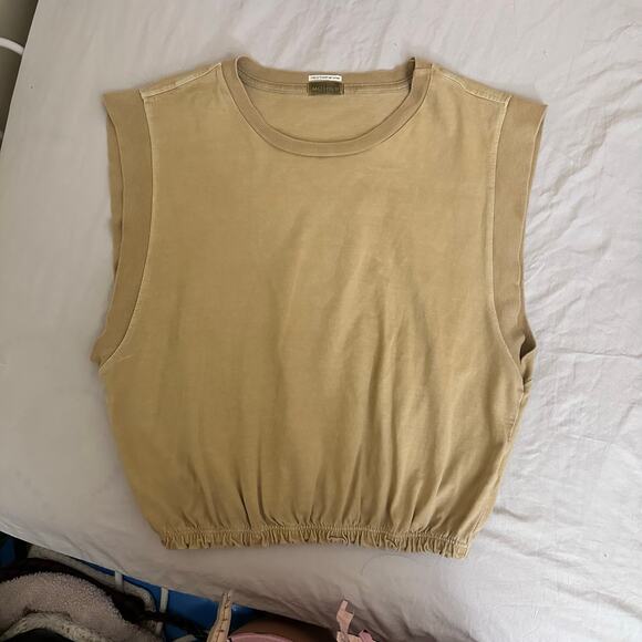Mother The Swiper Crop Top Bronze Mist Tan Size Small Elastic Band Sleeveless - Picture 11 of 14